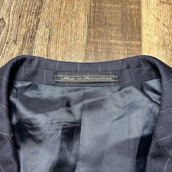 Ermenegildo Zegna Centoventimila Wool Suit in Navy Pinstripe Size 56 - Picture 6 of 13